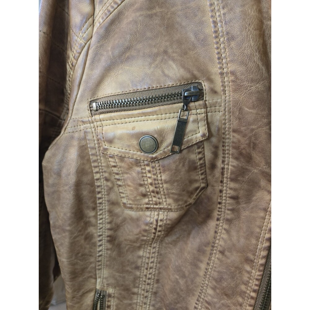 J2 Women pleather hip length jacket used Size L petite - Picture 2 of 8
